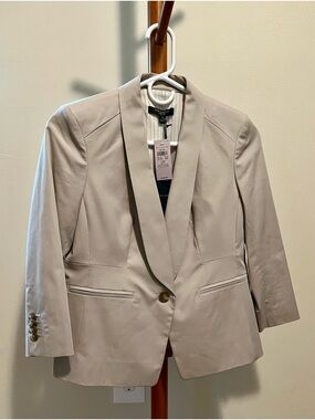 Ann Taylor Women's Light Beige Single-Button Blazer